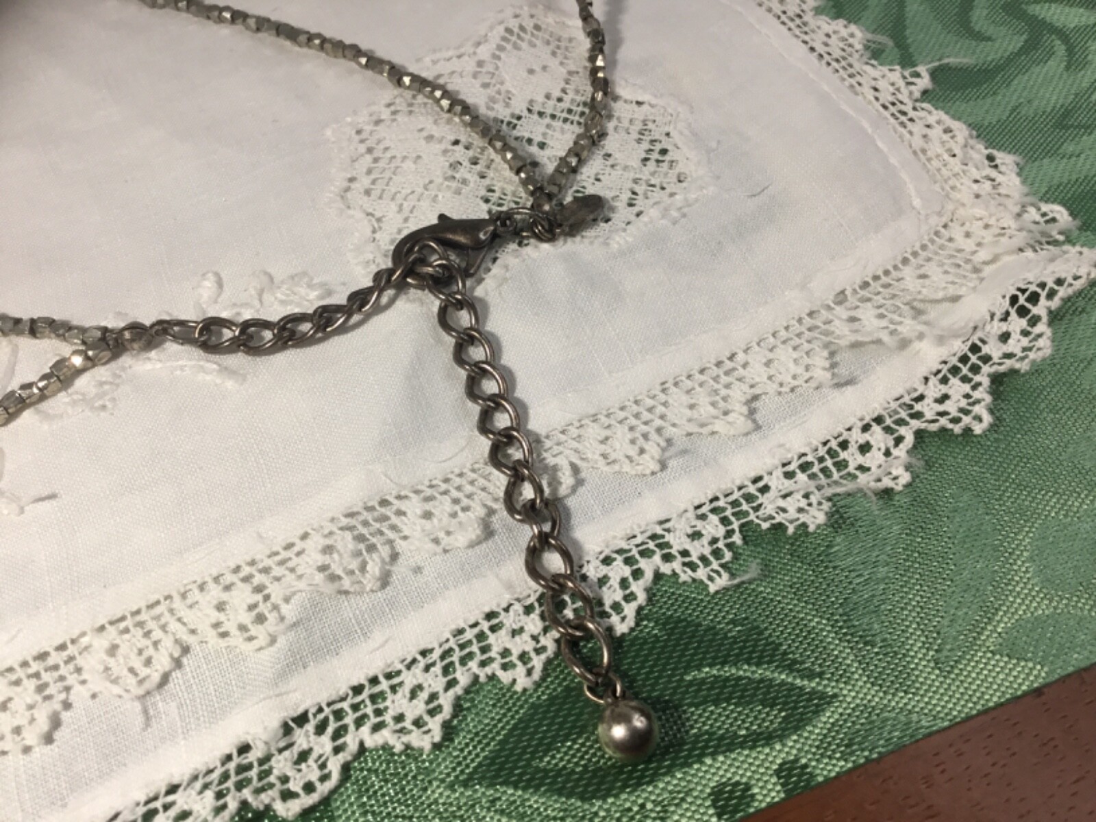 Chicos Dark silver tone Rectangular  bead necklac… - image 5