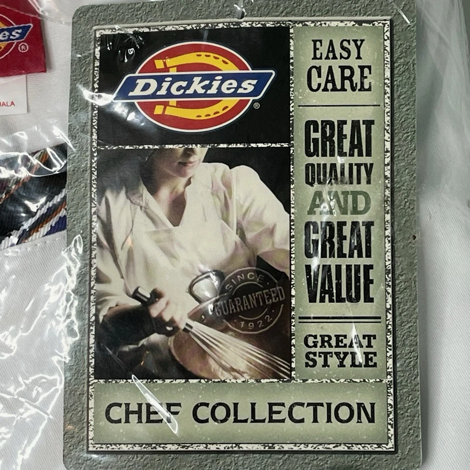 Dickies Chef Coat Classic 10 Button Executive Contrast Trim Underarm Vent Sz 44 - Image 2 of 4