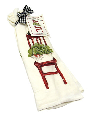 Mary Lake Thompson  2 Flour Sack Kitchen Tea Towels Cabbage Red Chair New