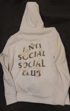 ANTI SOCIAL SOCIAL CLUB White Pullover Hoodie with Flowers FLORAL Size XL UNISEX