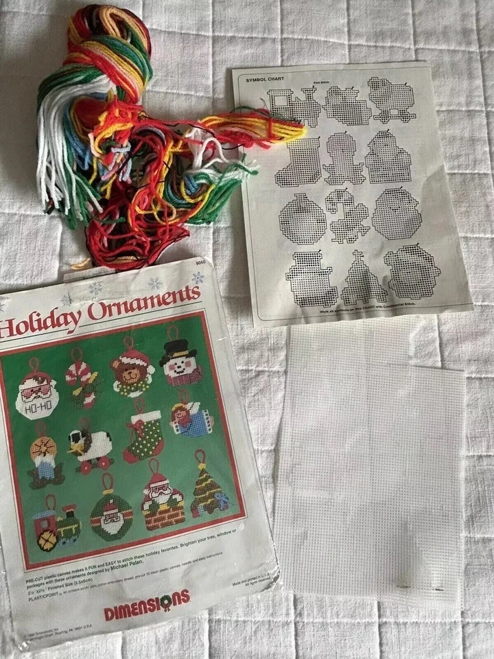 Christmas Ornaments Plastic Canvas Kit Set of 11 Dimensions 1988 #9060 - Image 2 of 4