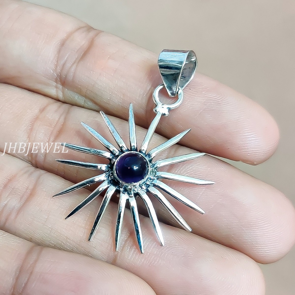 Purple African Amethyst Gemstone 925 Sterling Silver Pendant Women Jewelry