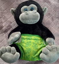 Melissa  Doug Monkey 10" Baby Gorilla Chimp Black Plush Removable Green Diaper
