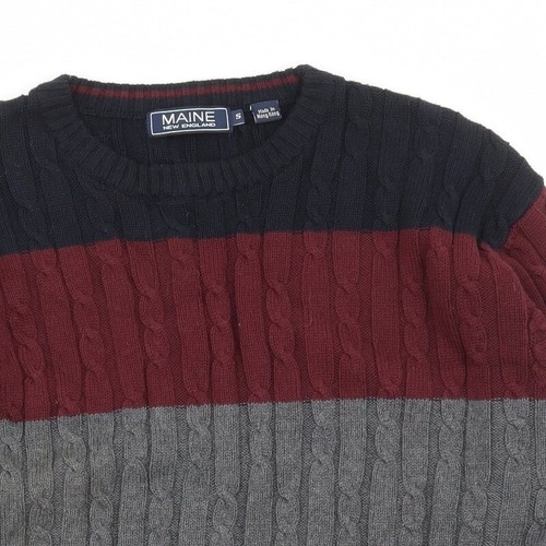 Maine New England Mens Round Neck Striped Cotton Blend Jumper S - Picture 4 of 12