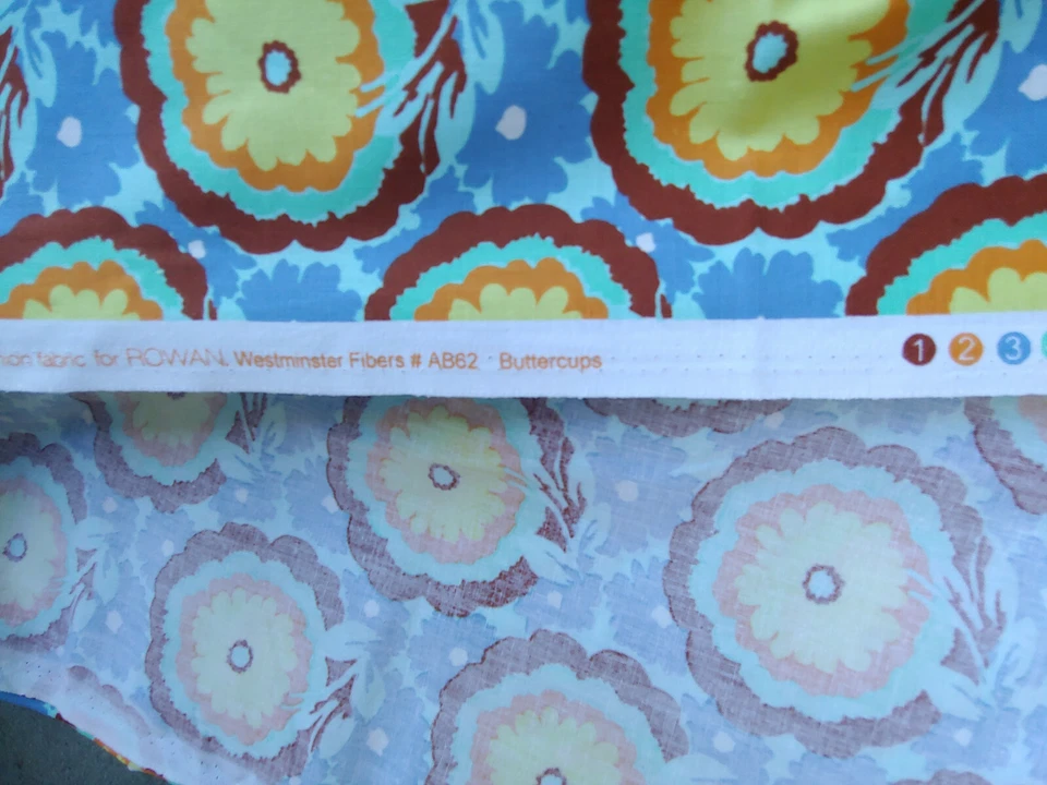 Tela Amy Butler Buttercups 3,1 yardas Soul Blossoms tela azul amarillo marrón AB62 Foto 4 de 4