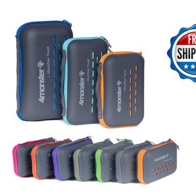 4Monster Quick Dry Travel Towel Case Carabiner Super Absorbent Microfiber Gym