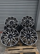 22" Inch BMW Style Black Machined Face Alloy Wheels & Tyres x4 5X112