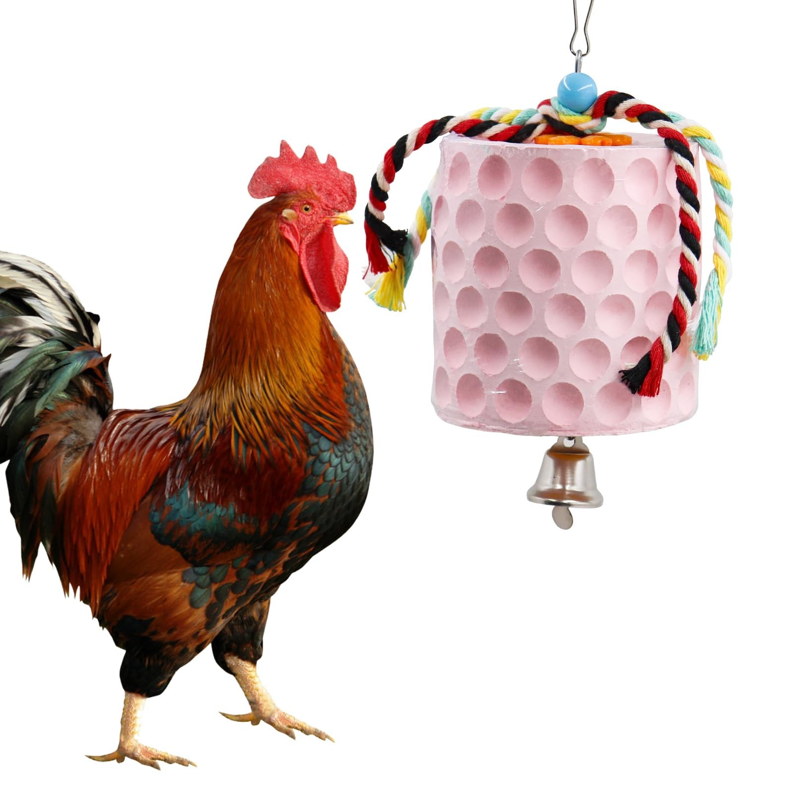 Chicken Coop Accessories, Chicken Beak Grinding Calcium Stone with Bell, Chicken