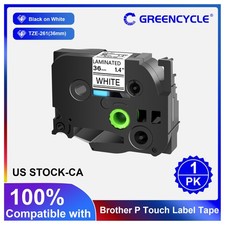 For Brother P-Touch TZe-261 TZ-261 36mm Black on White Standard Laminated Tape