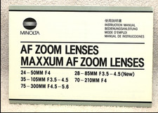 Minolta Maxxum AF zoom lens instruction owners manual guide. Early version.