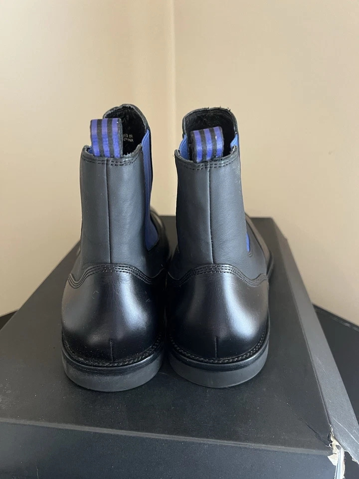 Botas Chelsea Y3, Cuero Negro y Acento Azul, Hombre Talla 10 Foto 4 de 4