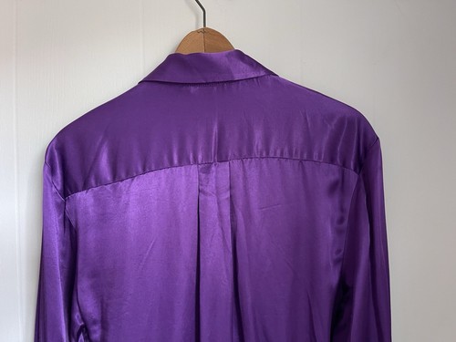 Zara Purple Satin Effect Wrap Shirt Dress NWT Sz Small Blogger Fav Silky Baddie - Picture 14 of 16