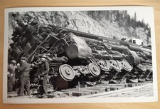 RPPC MT Steam Locomotive wreck tipped over men smoking McKay ANSCO
