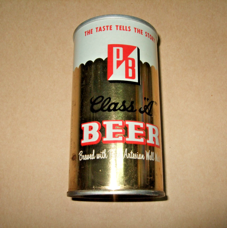 PB Class A Beer Can SS Steel Bottom Opened Brewed with Pure Artesian Well Water