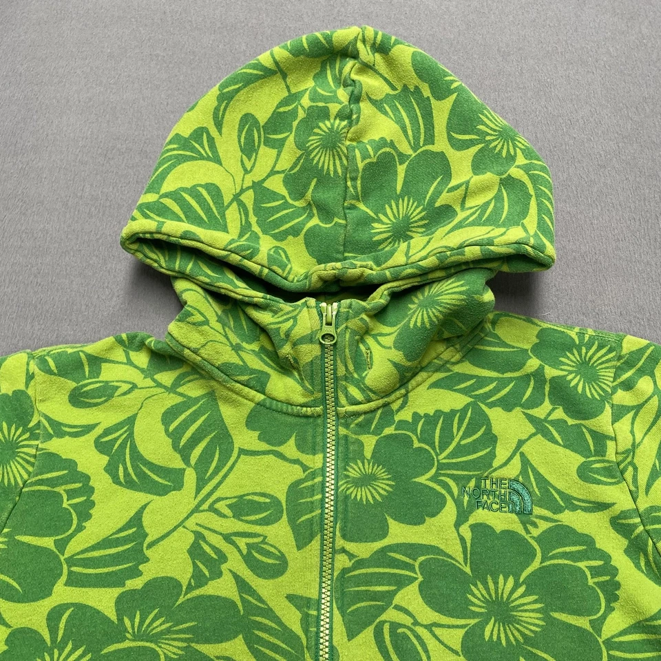 Sudadera con Capucha The North Face Para Mujer XL Verde Floral Cremallera Completa Sudadera con Capucha Tropical Foto 2 de 4