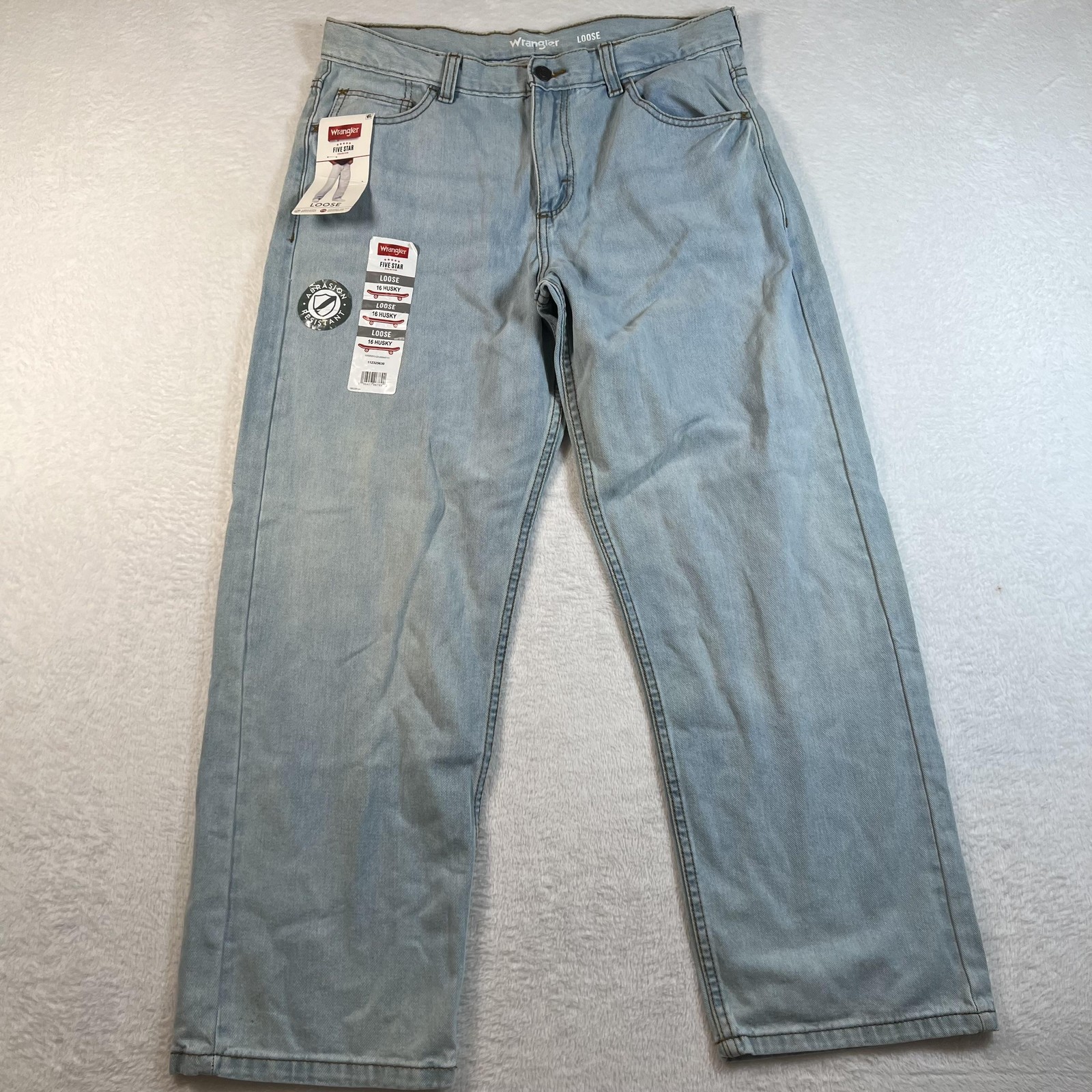 Boys 16 Husky Blue Loose Straight Leg Adjustable Waist