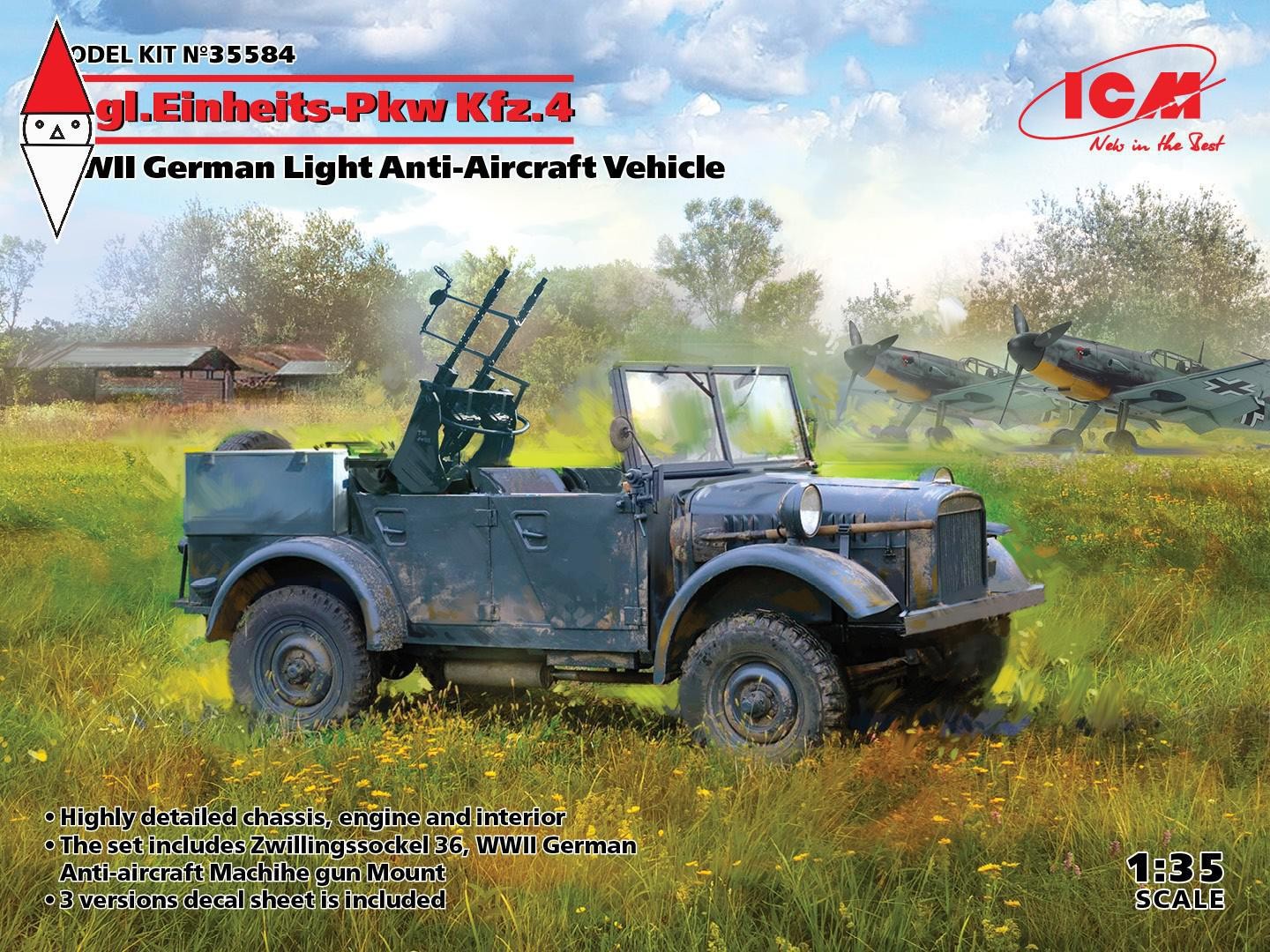 ICM 1/35 LE.GL.EINHEITZ-PKW KFZ.4 WWII GERMAN LIGHT ANTI-AIRCRAFT VEHICLE