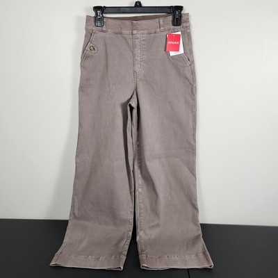 Spanx Stretch Twill Cropped Wide Leg Pants Smoke Brown 20312R  Medium NWT