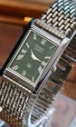 Vintage Seiko Slim Tank Mens Wristwatch Green Dial Japanese Watch.