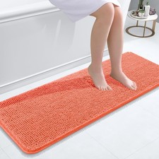 OLANLY Bathroom Runner Rugs 47x17, Extra Soft Absorbent 47" X 17", Coral