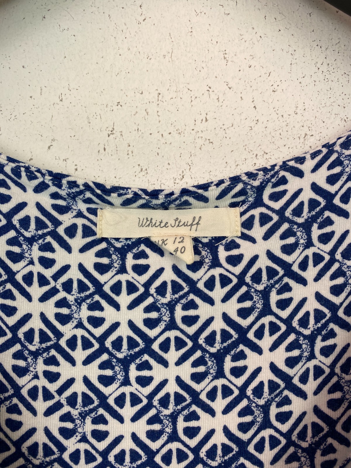 White Stuff BlueGeometric Pattern Casual Knee Len… - image 3