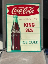 1962 DRINK COCA COLA KING SIZE  ICE COLD  Coca Cola Tin Sign.