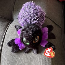 Ty Punkies Creeper Spider Beanbag Plush Black Purple Retired 2011