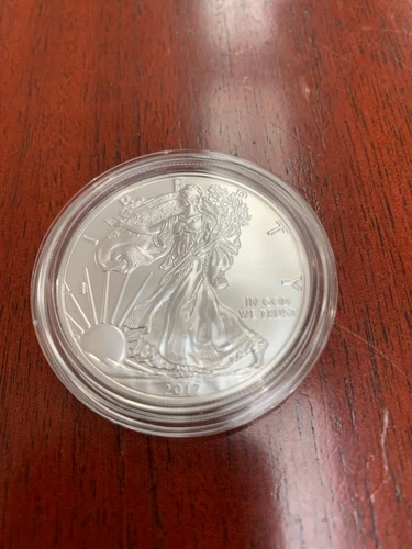 2017-W BU BURNISHED SILVER Eagle Dollar Coin Only, in Capsule -  NO Box or CoA