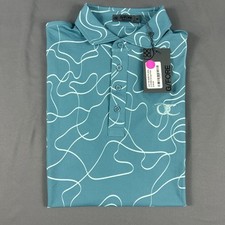 G/Fore G4 Golf Shirt Polo Chest Sleeve Logo Abstract Print Medium Green NWT 120