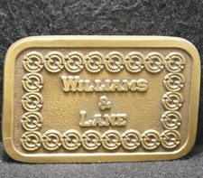XD19123 VINTAGE 1970s  WILLIAMS  LANE  ADVERTISEMENT NAMES MENS BELT BUCKLE