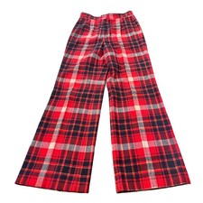 Pendleton Pants Womens 27 Red Plaid Knockabouts Virgin Wool Wide Leg Vintage