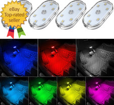 4Pcs Car LED Lights Interior Wireless 7 Colors Interior Car Lights with 6 Bright