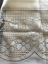Vtg Lace Valance New White Hearts 1980s Cottage Granny Curtain 60 x 12 NIP