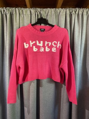 Just Polly New York Pink Brunch Babe Sweater Size XL NWT