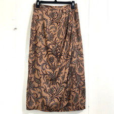 Vintage Talbots Wrap Midi Skirt Womens Size 10 Colorful Paisley Rayon Wool 90s