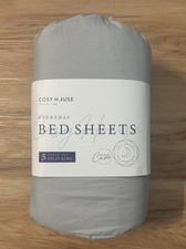 Cosy House Silver 5 Piece Split King Easy Care Set Luxury Bed Sheets BRAND NEW