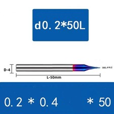 0.2mm Diameter HRC65 Tungsten Carbide 2 Flute Micro End Mill Flat Milling Cutter