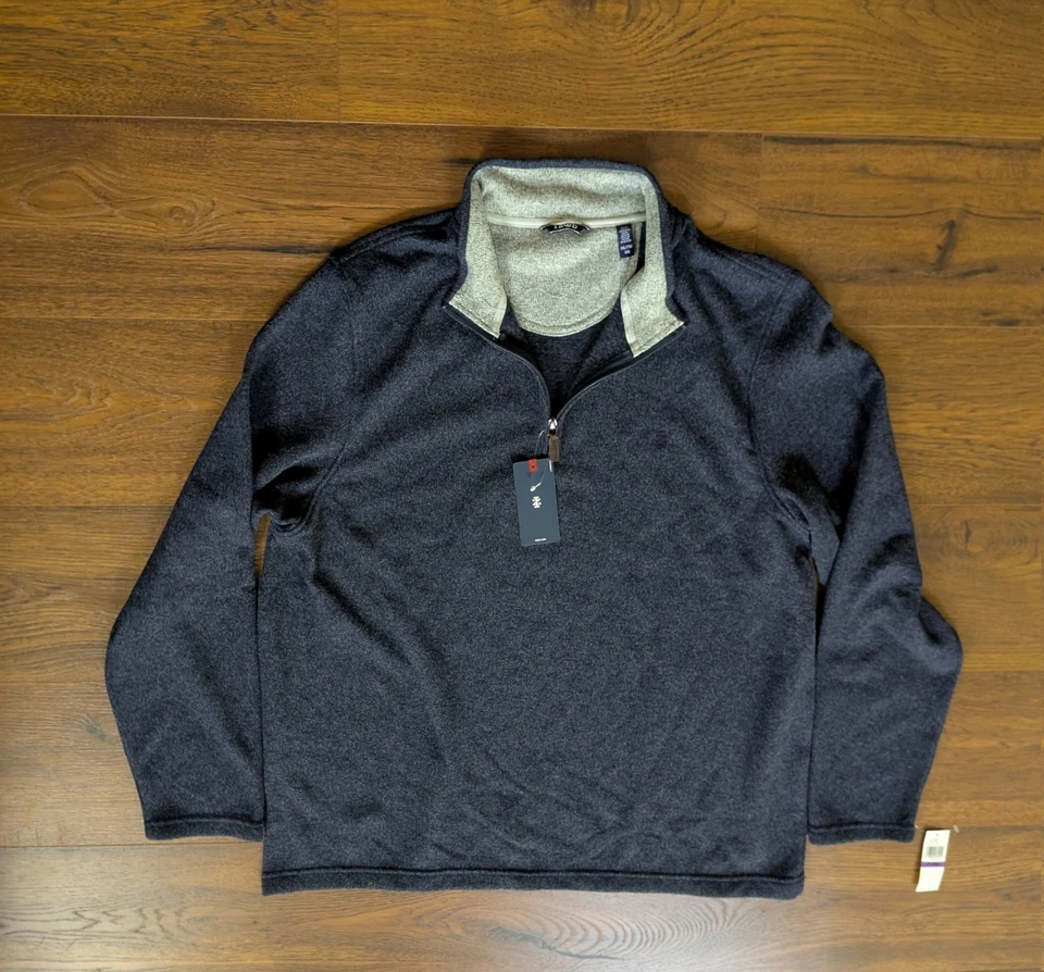 NWT IZOD Dark Blue Pullover Jacket 1/4 Zip Sporty Men's XXL (26.5" pit-pit) - Image 2 of 4