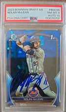 💥PSA POP 1💥 Nolan McLean 2023 Bowman Chrome Sapphire 1st IP Auto  8/10 Grade
