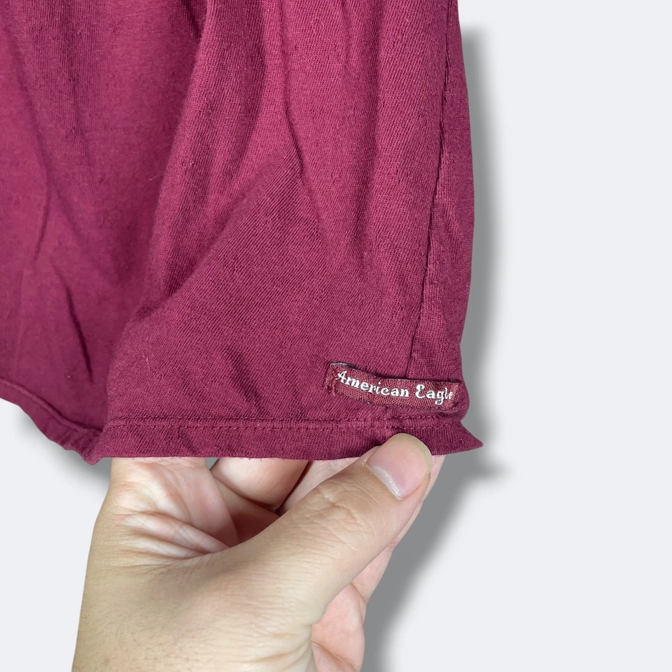 Y2K American Eagle Outfitters L/s Top Womens S Burgundy Off Shoulder Smocked - Image 2 of 4