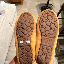UGG Ansley Brown Suede Sheepskin Lined Moccasin Slippers Women  s US 8