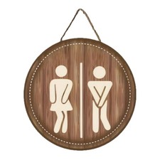 Wood Business Toilet Sign Restroom Decoration Wall Decor For Office Guest Hotel