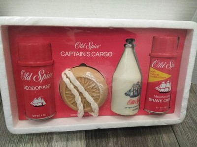 VTG SHULTON Old Spice Captain's CARGO 4PC SET, DEODORANT, SOAP, A.SHAVE, S.CREAM