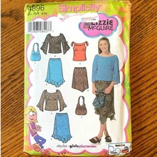 Y2K Simplicity 4896 Sewing Pattern XXS-S Lizzie McGuire Top Skirt Purse COMPLETE