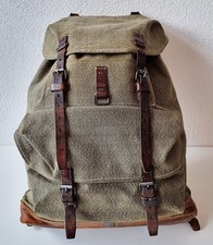 Robuster, alter Schweizer Armee Rucksack, Segeltuch & Leder Original 1952, Nr.37