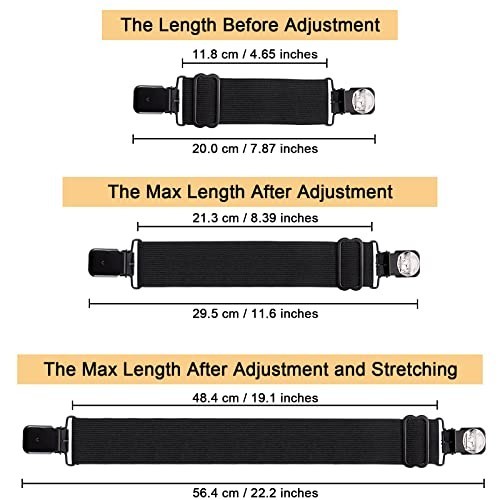 Adjustable Elastic Boot Straps Clips for Biker Pants - Stirrups Leg Straps, Blac