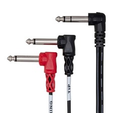 Hosa STP-201RR 1/4" TRS Male to Dual 1/4" TS Male Right Angle Insert Cable, 1m