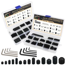 1219 PCS Set Screw Assortment Kit Metric SAE Stainless Grub Screws M3-M8