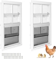 Chicken Coop Windows 2 Pack, Flush Mount Shed Windows for Chicken Coops, Poultry