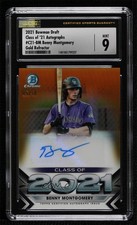 2021 Bowman Draft Class of Gold Refractor 5/50 Benny Montgomery CSG 9 Auto ez6